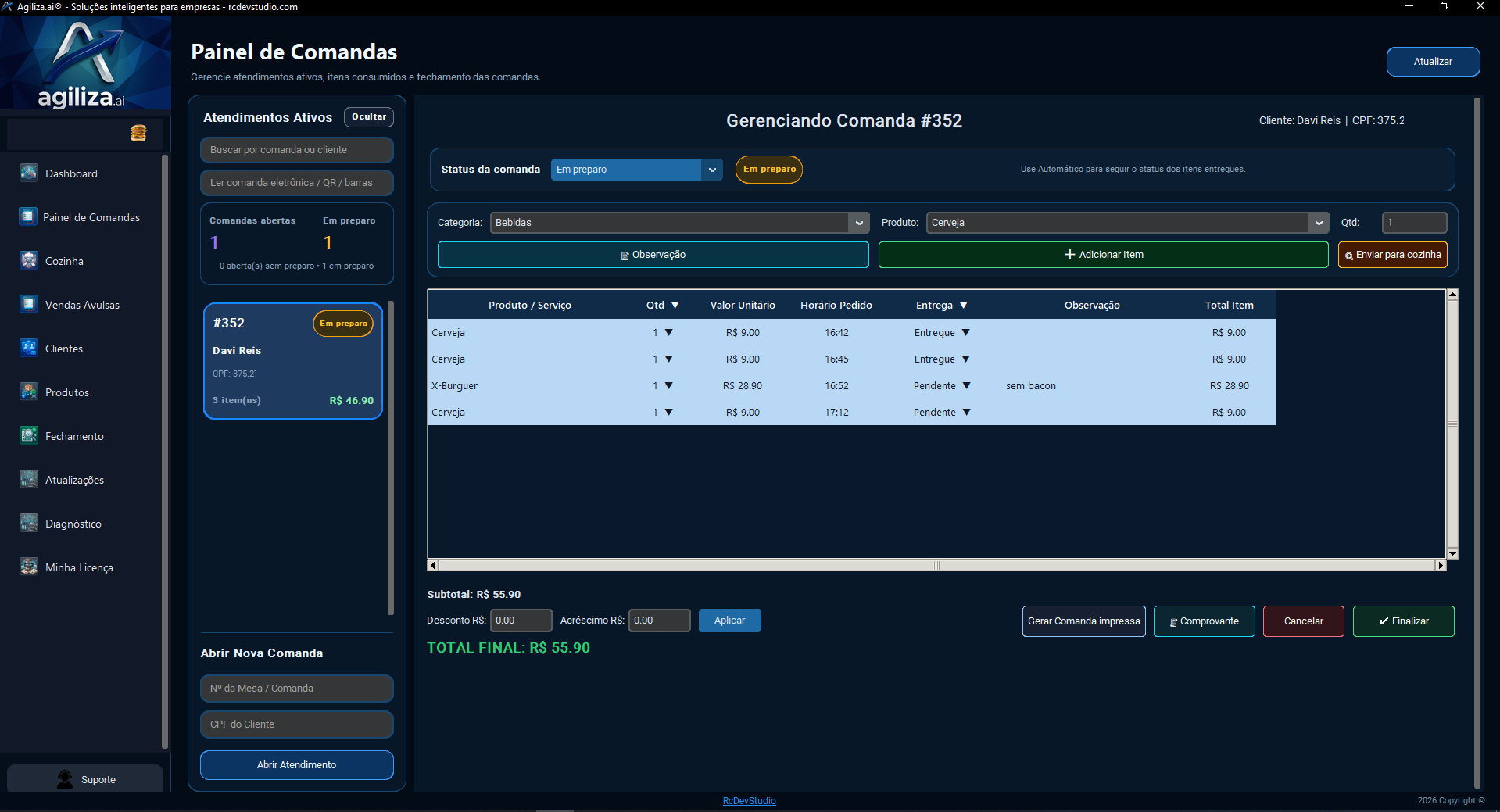 Tela do software Agiliza.ai 7